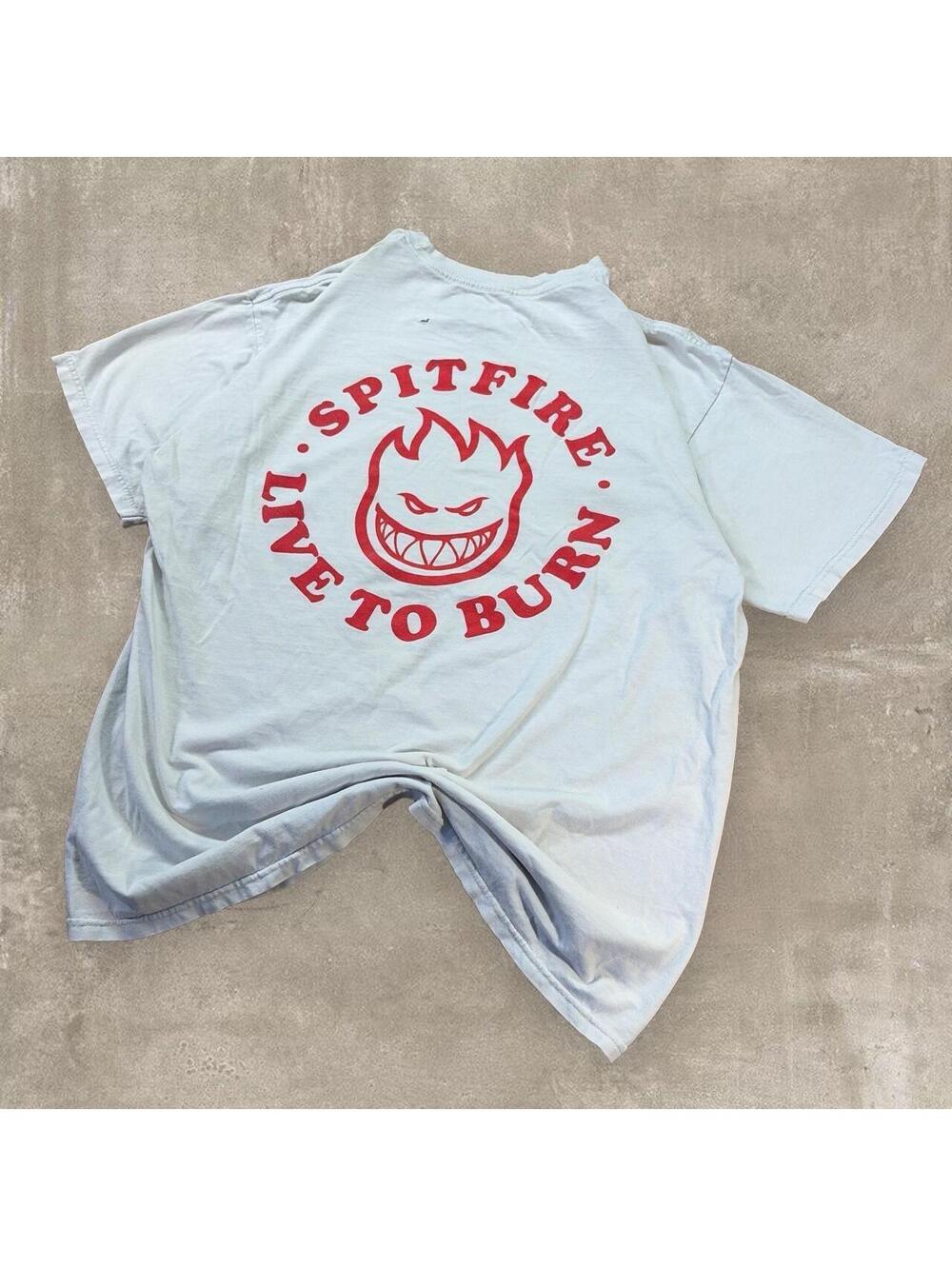 Y2K Spitfire Skateboards T-Shirt With Red Skull Graphic